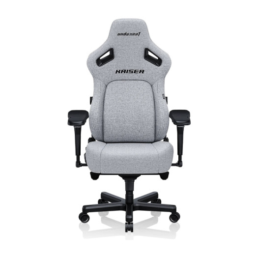 AndaSeat Kaiser 4 Series Premium Gaming Chair, 5° Sloping Seat Base, Pop-out Lumbar, 5D Armrests, Up to 180kg Max Weight, Linen Fabric, XL, Ash Gray | AD12YDDC-XLL-20-G-CF